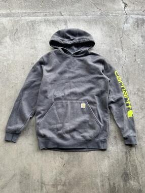 New Mens Carhartt Hoodie Sweater Size M Medium Gray Pullover Loose Fit